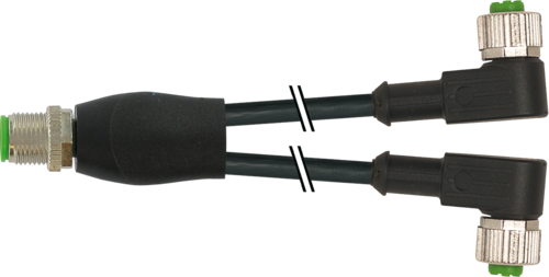 Y-Distributor M12 male / M12 female 90° A-cod. V4A