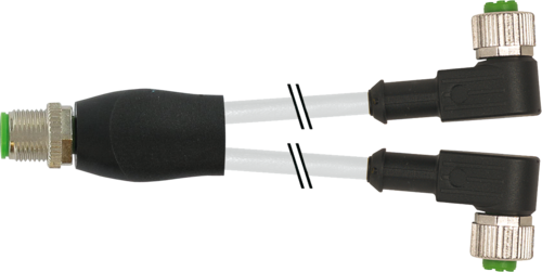 Y-Distributor M12 male / M12 female 90° A-cod.