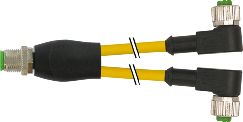 Y-Distributor M12 male / M12 female 90° A-cod.