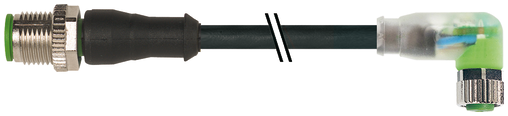M12 male 0° / M8 female 90° A-cod. LED