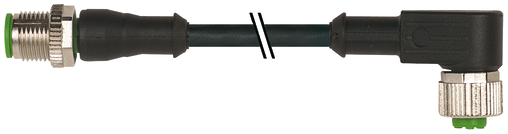 M12 male 0° / M12 female 90° A-cod.
