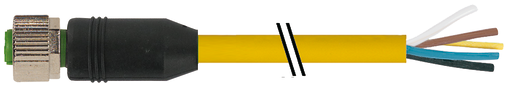 M12 female 0° A-cod. with cable