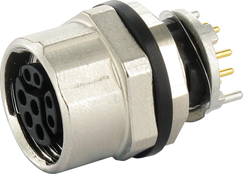 M12 female receptacle 0° Y-cod. solder terminal