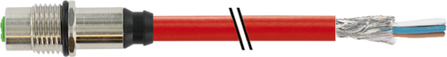 M12 female recept. D-cod. shielded rear