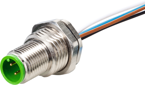 M12 male receptacle A-cod. rear mount