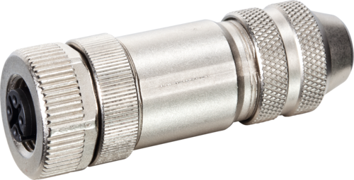 M12 female 0° B-cod. screw terminal shielded