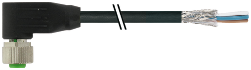 M12 female 90° A-cod. with cable shielded