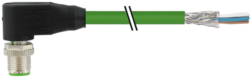 M12 male 90° D-cod. with cable 180° shielded