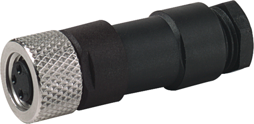 M8 female 0° A-cod. solder pins