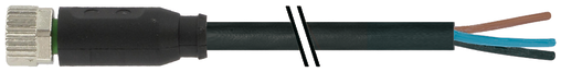 M8 female 0° A-cod. with cable