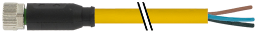 M8 female 0° A-cod. with cable