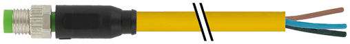 M8 male 0° A-cod. with cable