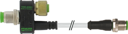 T-Coupler M12 female/M12 male+cable+M12 male A-cod