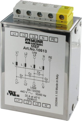 MEF EMC-FILTER 3-PHASE 1-STAGE WITH NEUTRAL