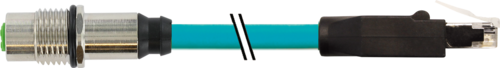 M12 fem.recept. A-cod. rear/RJ45 male 0° shielded