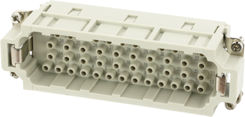 B24 male 46-pole, crimp t., 500 V, 16 A