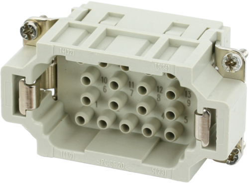 B10 male 18-pole, crimp t., 500 V, 16 A