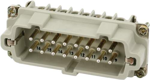 B16 male 16-pole, screw t., 500 V, 16 A