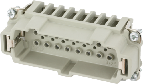 B16 male 16-pole, crimp t., 500 V, 16 A