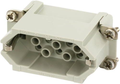 A10 male 15-pole, crimp t., 250 V, 10 A