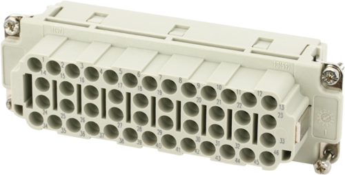 B24 female 46-pole, crimp t., 500 V, 16 A