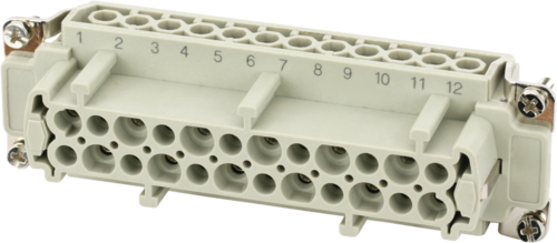 B24 female 24-pole, screw t., 500 V, 16 A