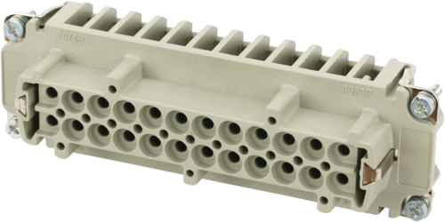 B24 female 24-pole, crimp t., 500 V, 16 A