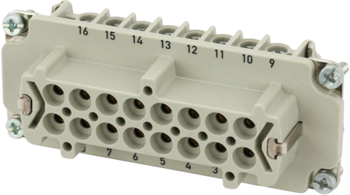 B16 female 16-pole, screw t., 500 V, 16 A