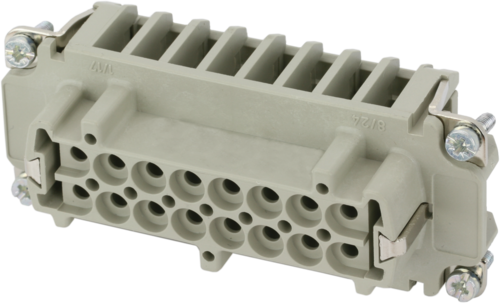 B16 female 16-pole, crimp t., 500 V, 16 A