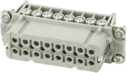 A16 female 16-pole, Push-in, 250 V, 20 A