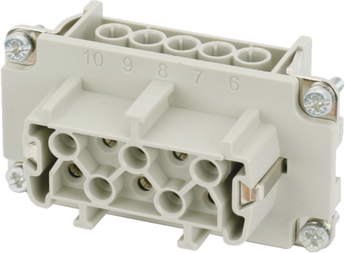 B10 female 10-pole, screw t., 500 V, 16 A