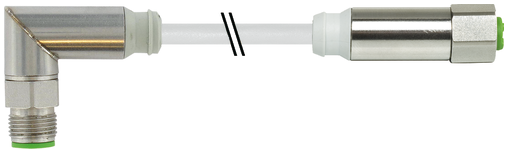 M12 Steel male 90° / M12 female 0° A-cod.