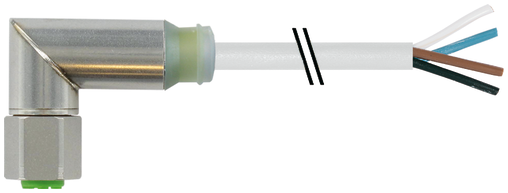 M12 Steel female 90° A-cod. with cable LED