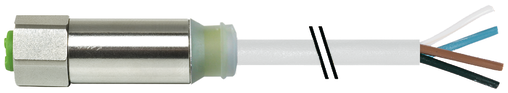 M12 Steel female 0° A-cod. with cable LED