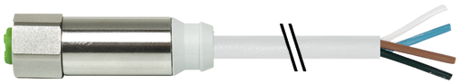 M12 Steel female 0° A-cod. with cable