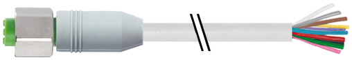 M12 female 0° A-cod. with cable F&B