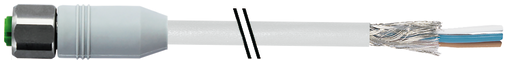 M12 female 0° A-cod. with cable shielded F&B