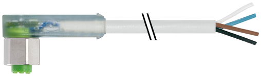 M12 female 90° A-cod. with cable LED F&B