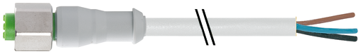 M12 female 0° A-cod. with cable F&B