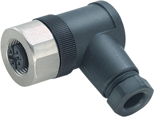 M12 female 90° A-cod. screw terminal V4A