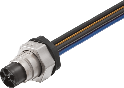 MQ15-X- Power male receptacle shielded front mount