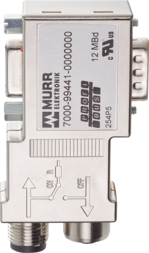 Adapter M12 male/ female B-cod. / D-Sub 9-pol. 90°