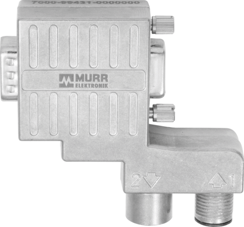 Adapter M12 male/ female B-cod. / D-Sub 9-pol. 90°