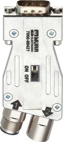Adapter M12 male/ female B-cod./ D-Sub 9-pol. 180°
