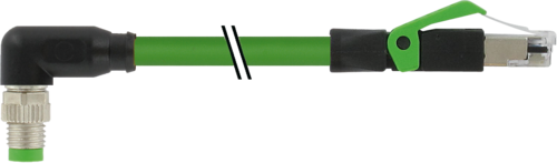 M8 male 90° A-cod. / RJ45 male 0° shielded