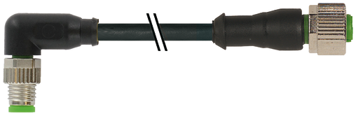 M8 male 90° / M12 female 0° A-cod.