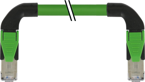RJ45 male 90° left / RJ45 male 90° right shielded