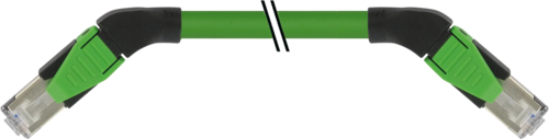 RJ45 male 45° left / RJ45 male 45° right shielded