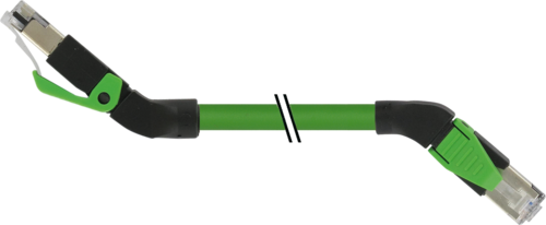 RJ45 male 45° up / RJ45 male 45° right shielded