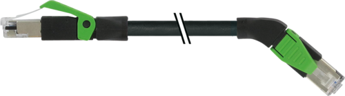 RJ45 male 0° / RJ45 male 45° right shielded